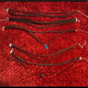 5 choker necklaces bundle